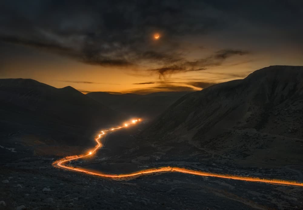 Winding Road Eclipse Glow by 吴子诚WuZiCheng — canvas wall art