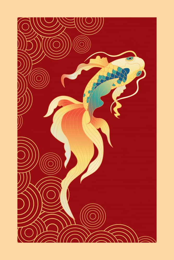 Elegant Golden Koi by Saskia Michele — canvas wall art