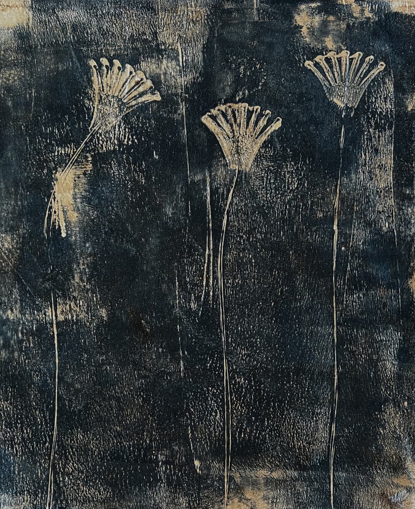 Teal Flowers by Christina Misuro — canvas wall art