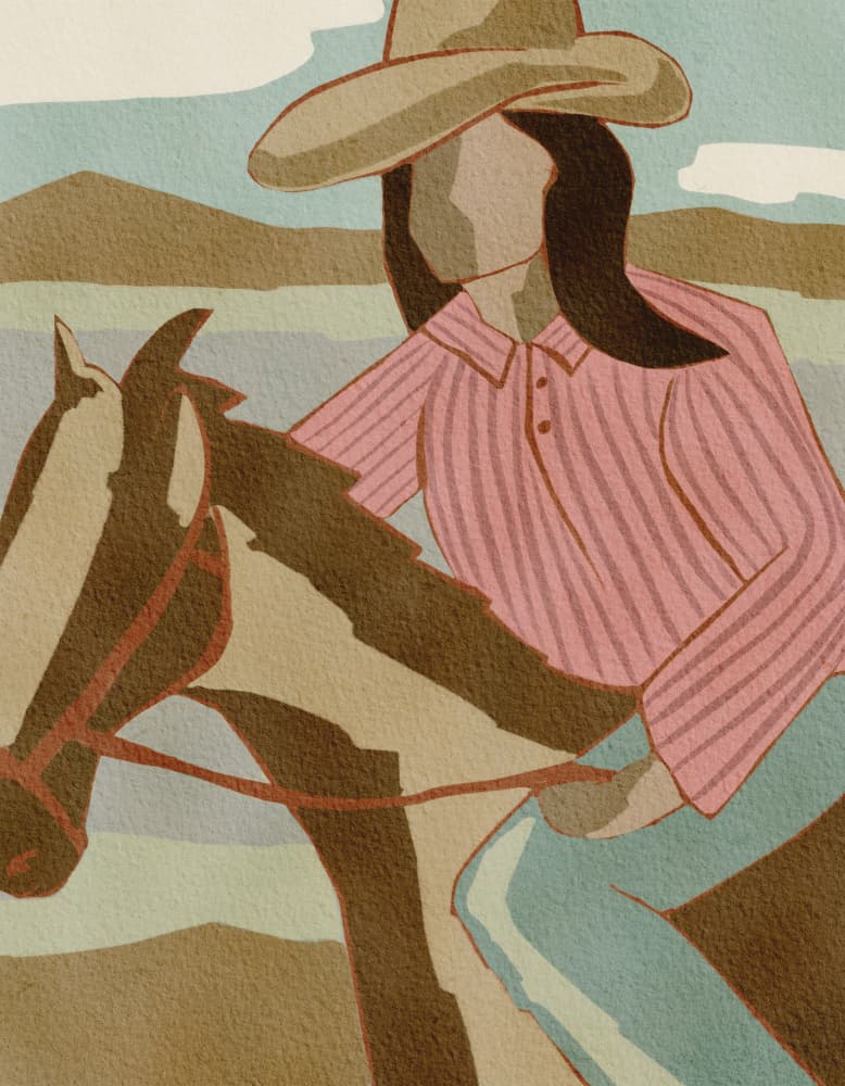 Cowgirl Mountain Ride by Nikita Jariwala — canvas wall art