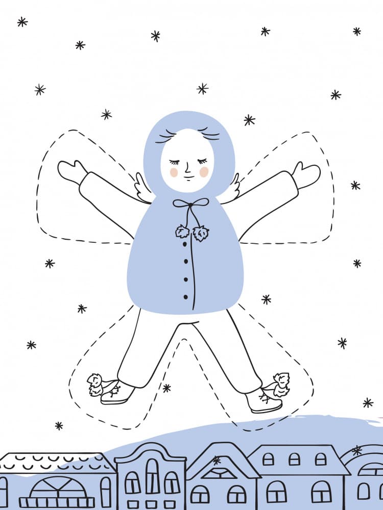 Cozy Snow Angel by Maria Galybina — canvas wall art