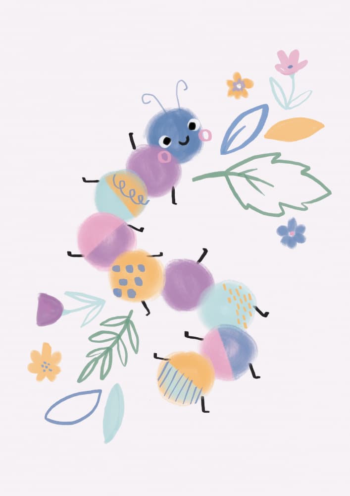 Cute Critters Caterpillar Bug - Modern Kids &amp; baby nursery by Laura Pantony — canvas wall art