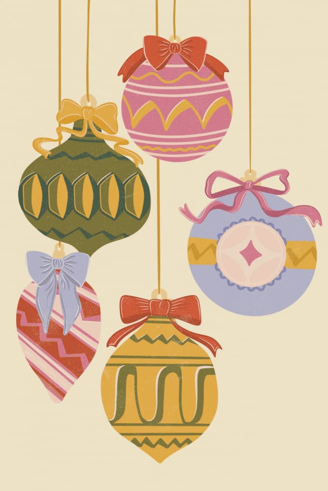 Colorful Holiday Ornaments by Nikita Jariwala — canvas wall art