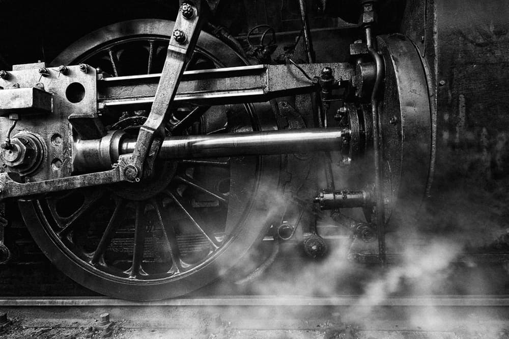 Steaming Train Wheel by Holger Droste — canvas wall art