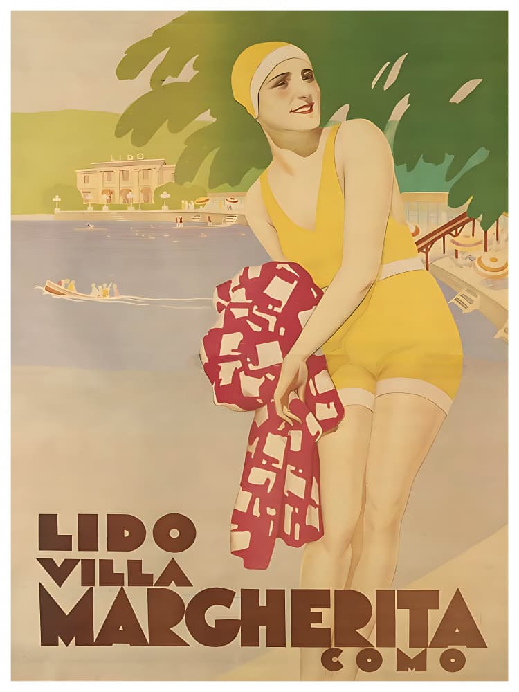 Art Deco Lake Swimmer by Chad Hyde — canvas wall art