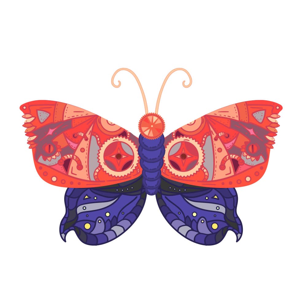 Vibrant Steampunk Butterfly by Marika Barsrsind — canvas wall art