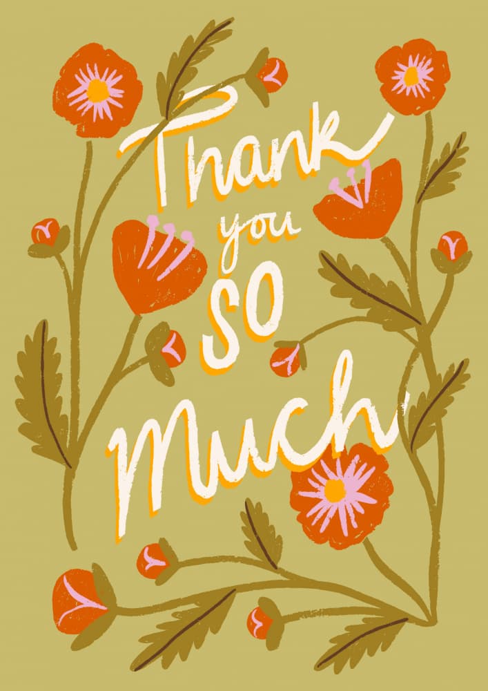 Floral Thank You Message by Charlotte Trudgett — canvas wall art