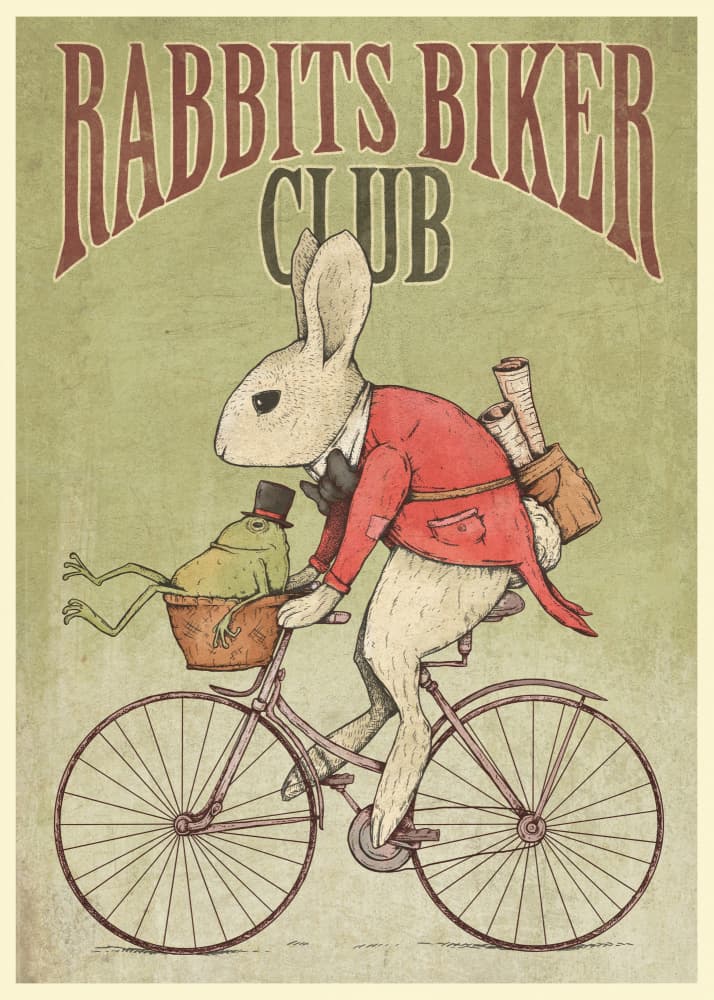 Rabbits Biker Club by Mike Koubou — canvas wall art