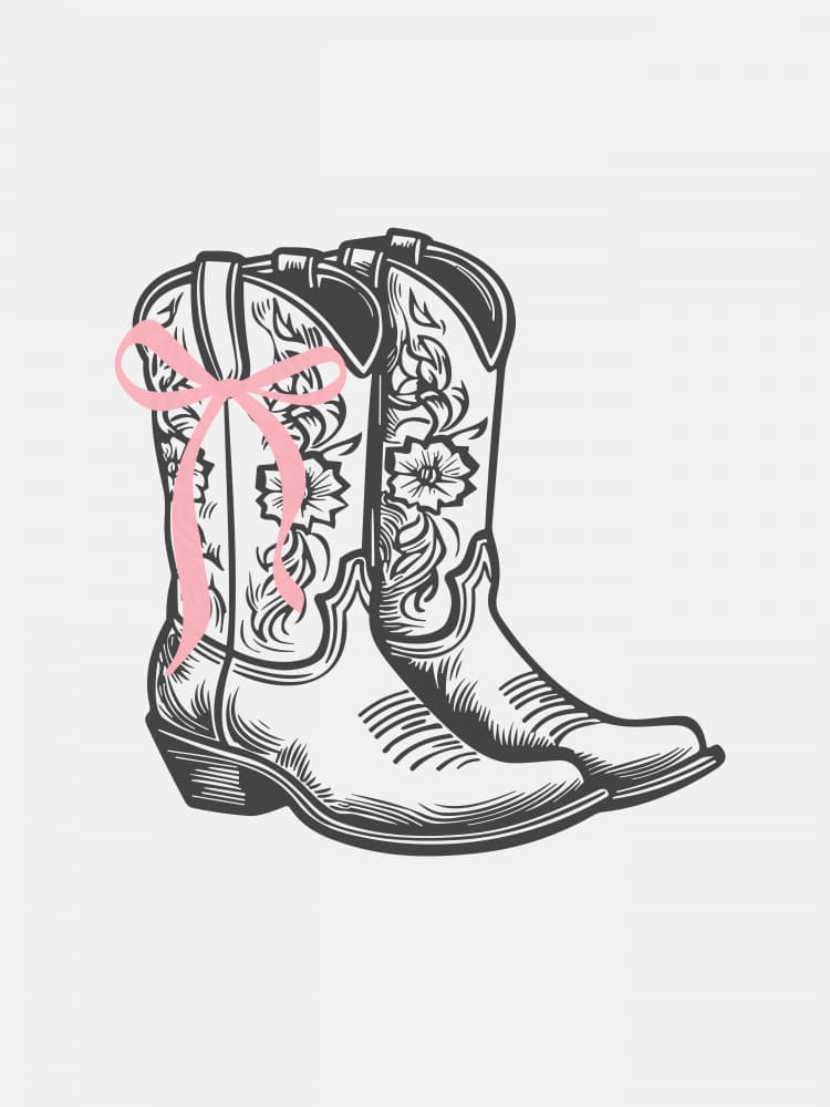 Pink Ribbon Cowboy Boots by Jolly and Dash — canvas wall art