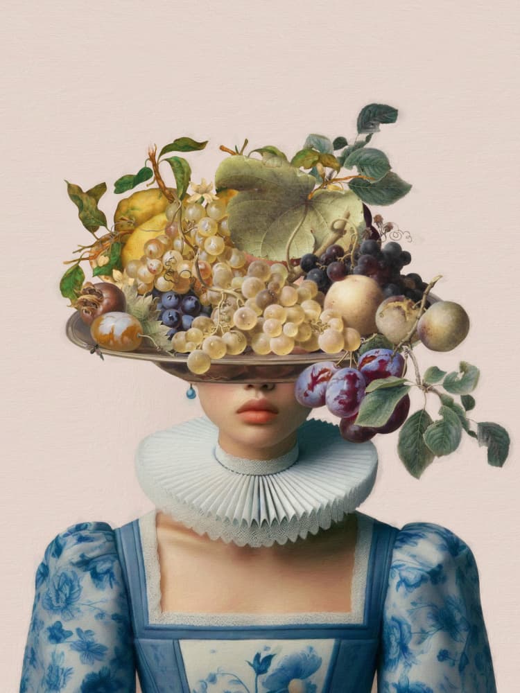 Renaissance Woman Fruit Platter by Marja van den Hurk — canvas wall art