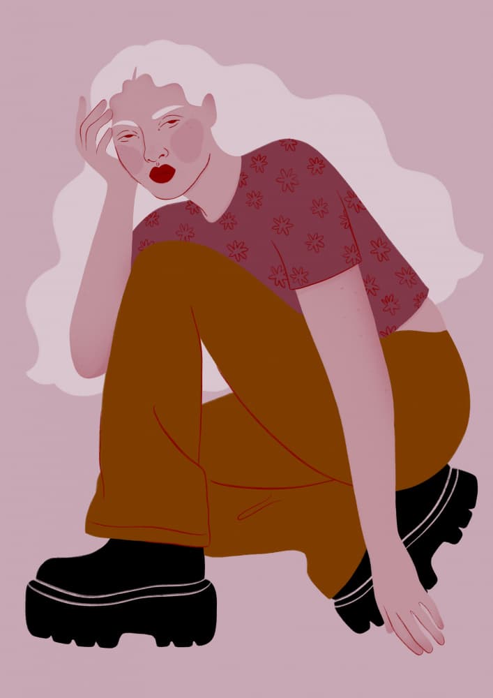 Pensive Fashion Girl by Ida Alvarsson — canvas wall art