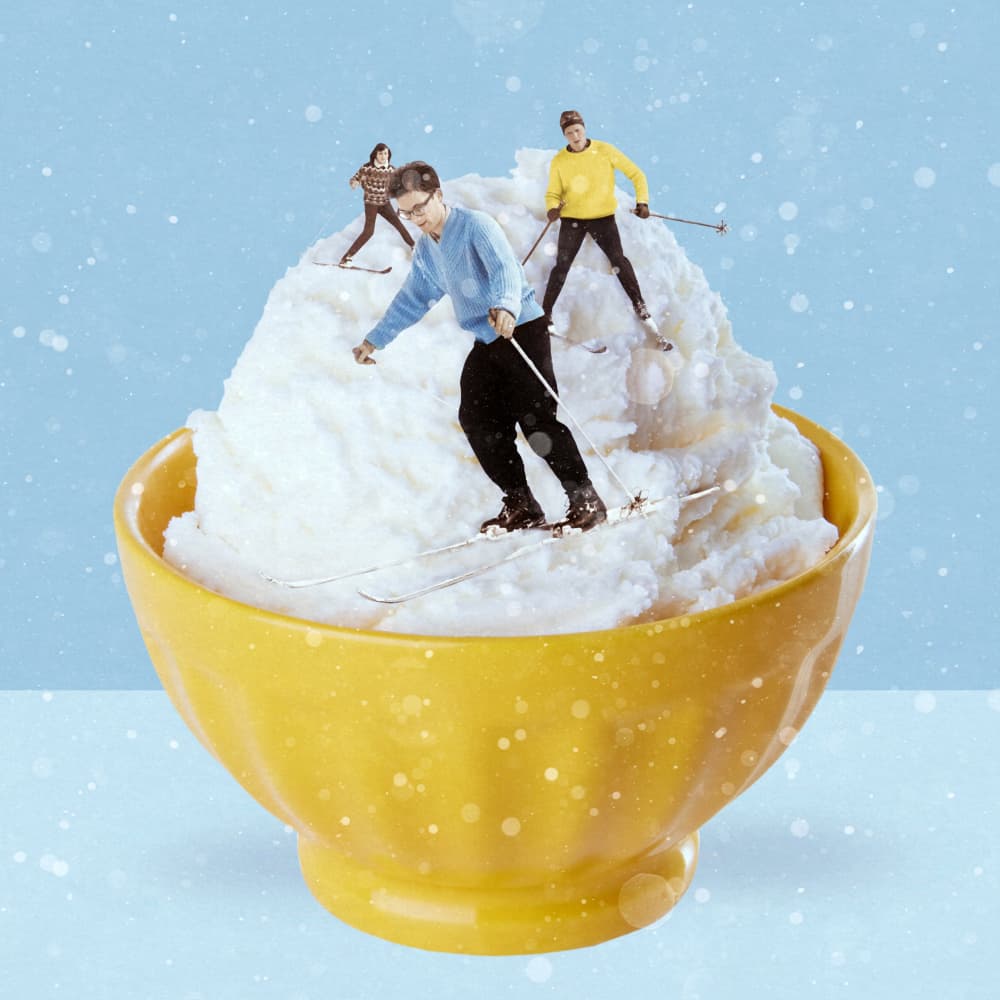 Skiing Mashed Potatoes by Marja van den Hurk — canvas wall art