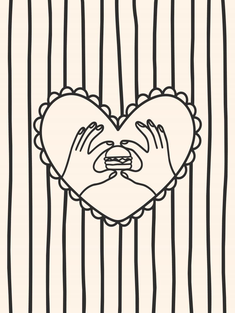 Burger Love Heart by Mathieu — canvas wall art