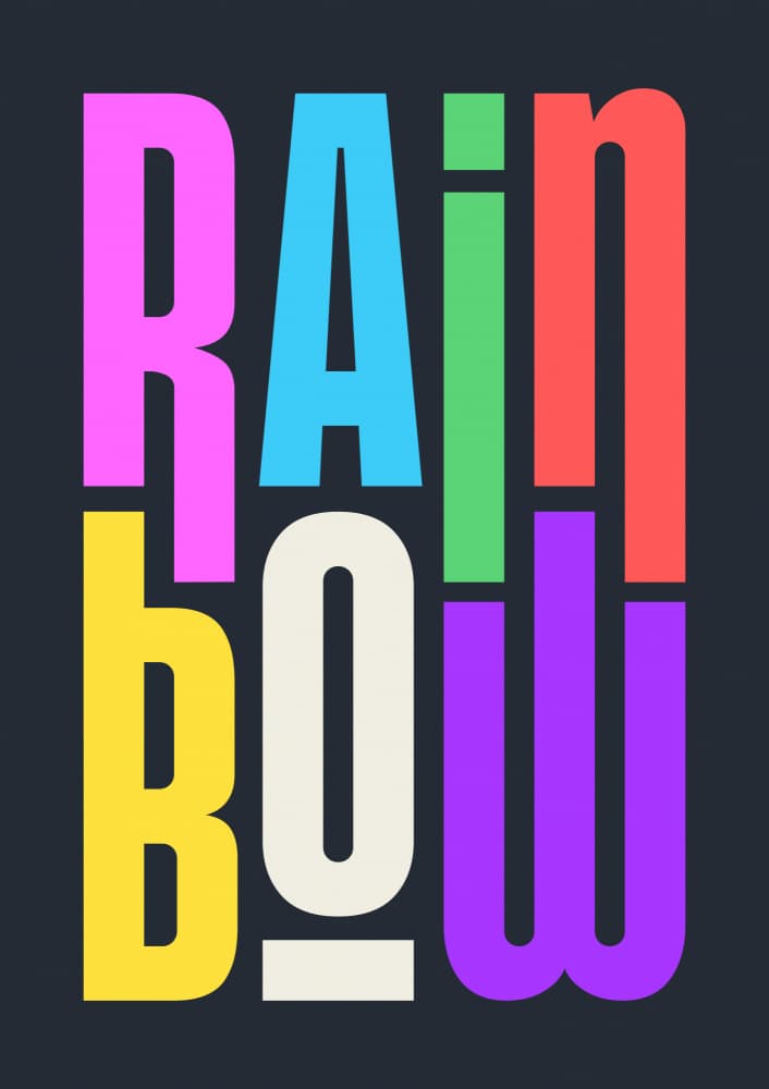 Colorful Rainbow Typography by Alina Shulhouskaya — canvas wall art