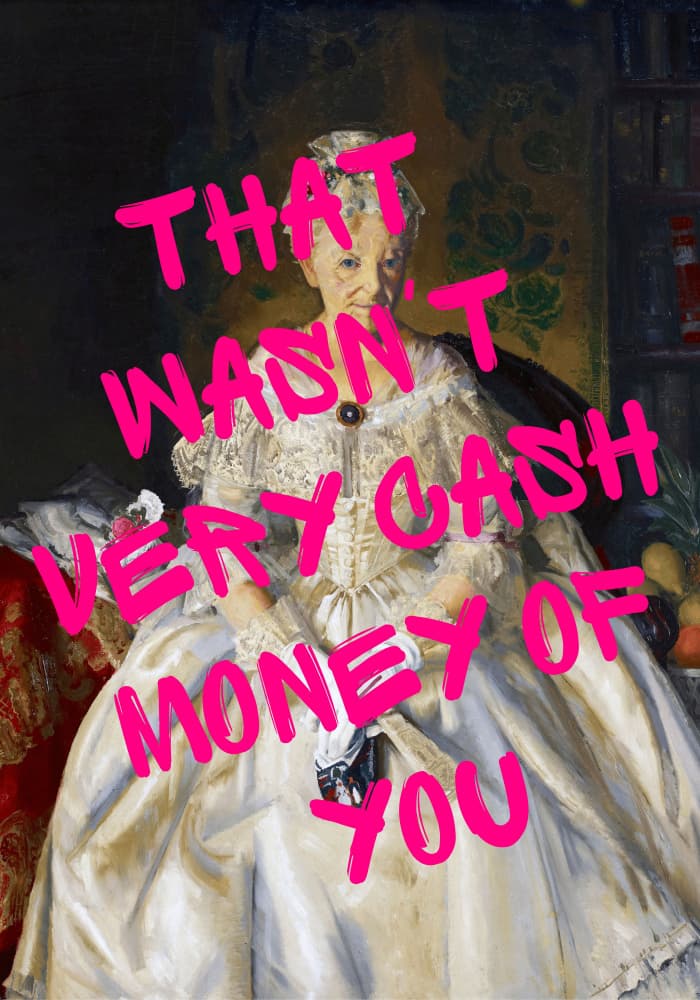Sarcastic Cash Money Lady by Athene Fritsch — canvas wall art