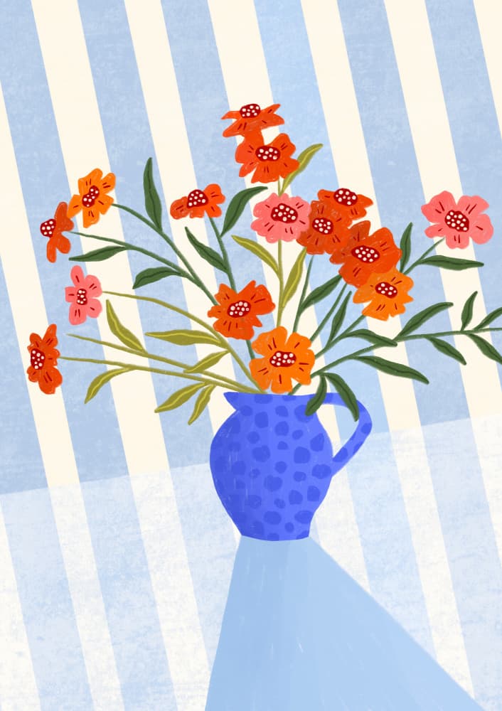Cheerful Floral Pitcher by Bea Müller — canvas wall art
