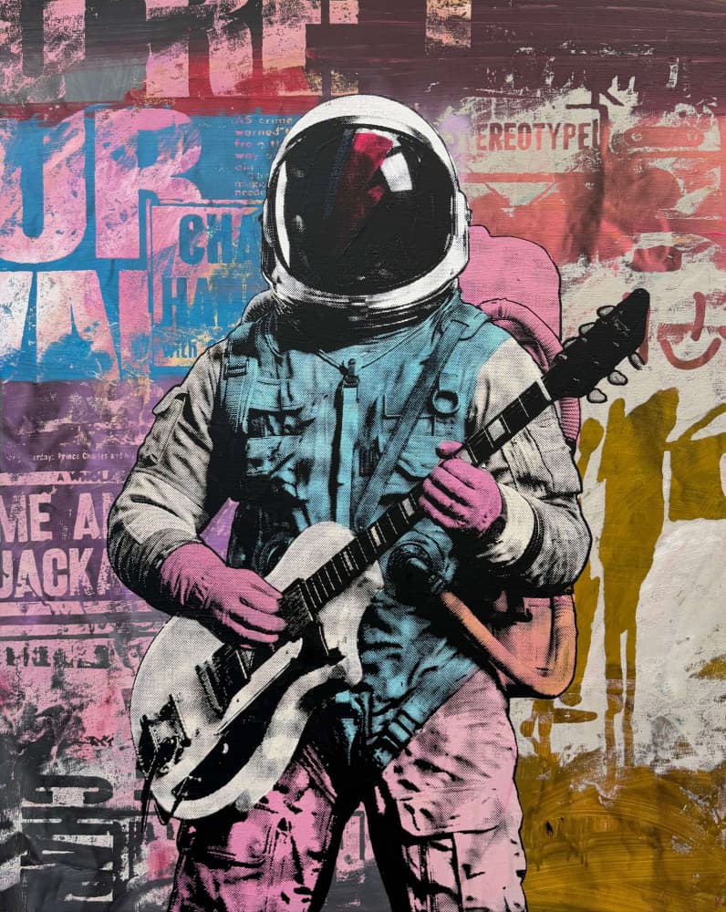 Pink Astronaut Rocker by Микола Курилюк — canvas wall art
