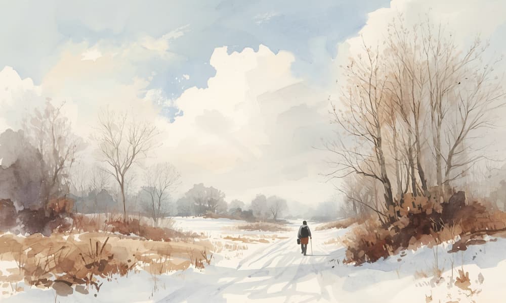 Solitary Winter Walk by Ohkimiko — canvas wall art