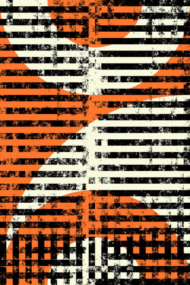 Orange Black Grunge Stripes by Petr Strnad — canvas wall art