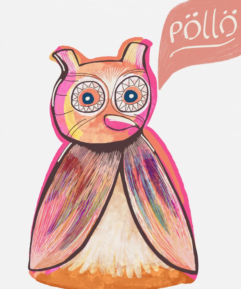 Vibrant Whimsical Owl by Elli’s illustrations — canvas wall art