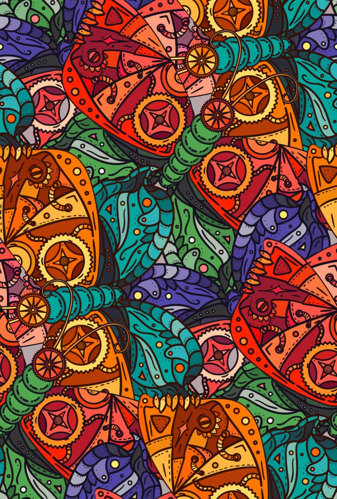Vibrant Steampunk Butterflies by Marika Barsrsind — canvas wall art