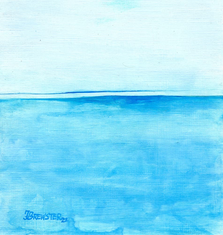Blue Calming Landscape - painting by Janine Brewster — canvas wall art