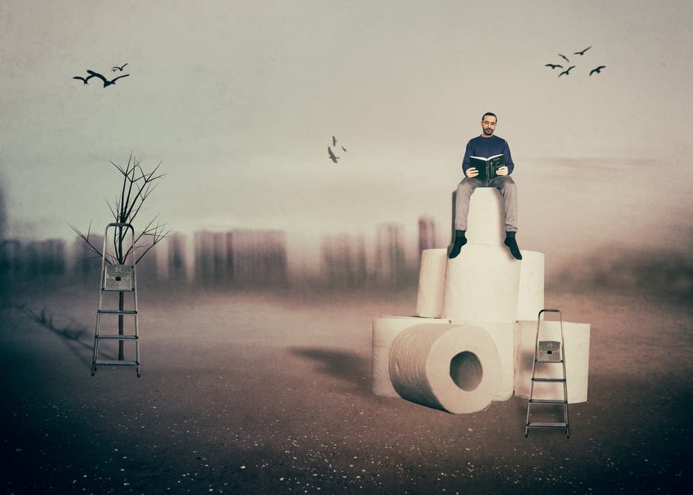 Man Reading on Rolls by Juan Carlos Ureña — canvas wall art