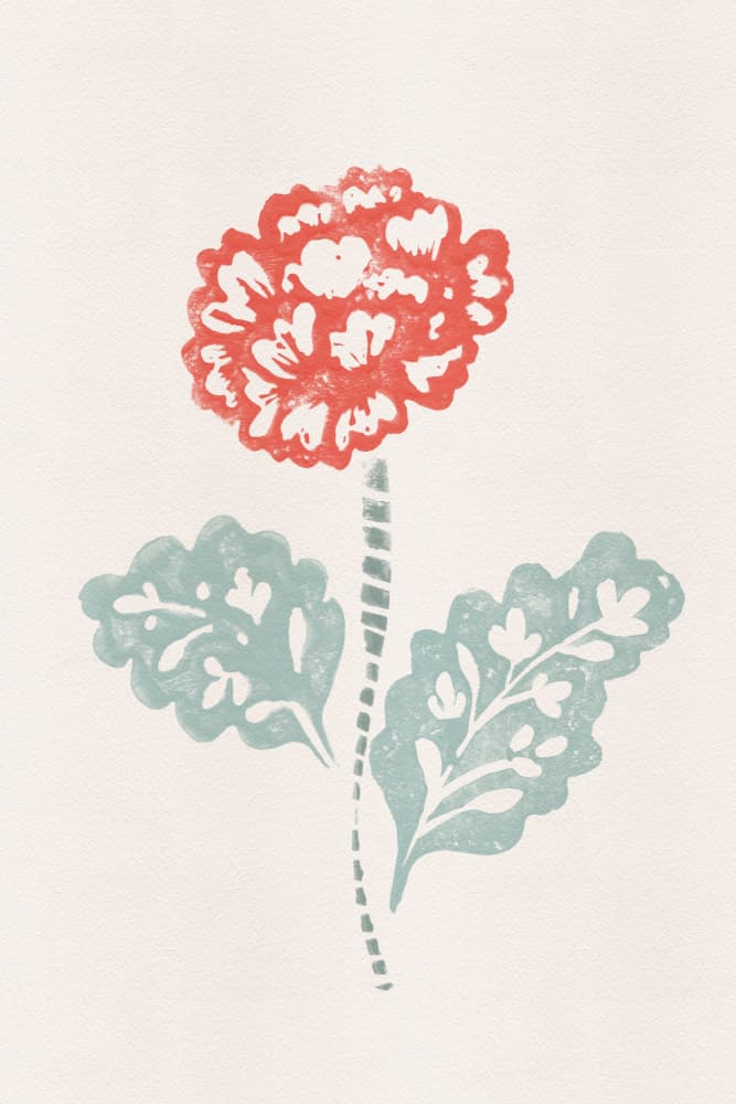Red Floral Block Print by Melissa McKeagney — canvas wall art