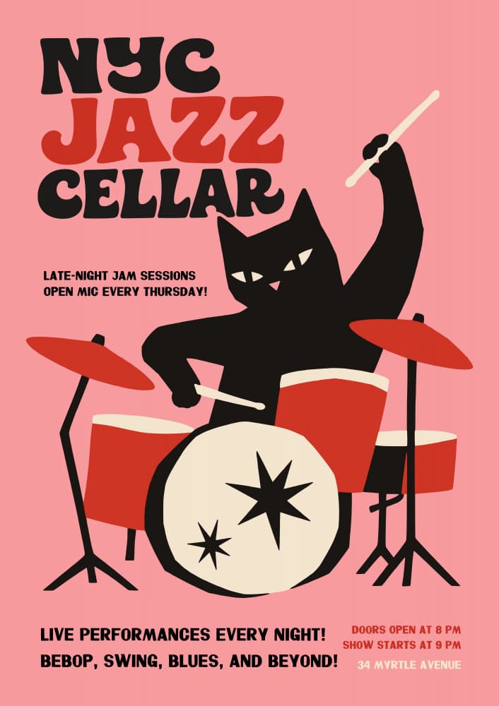 Jazz Cat Drummer by Patryk Krygowski — canvas wall art
