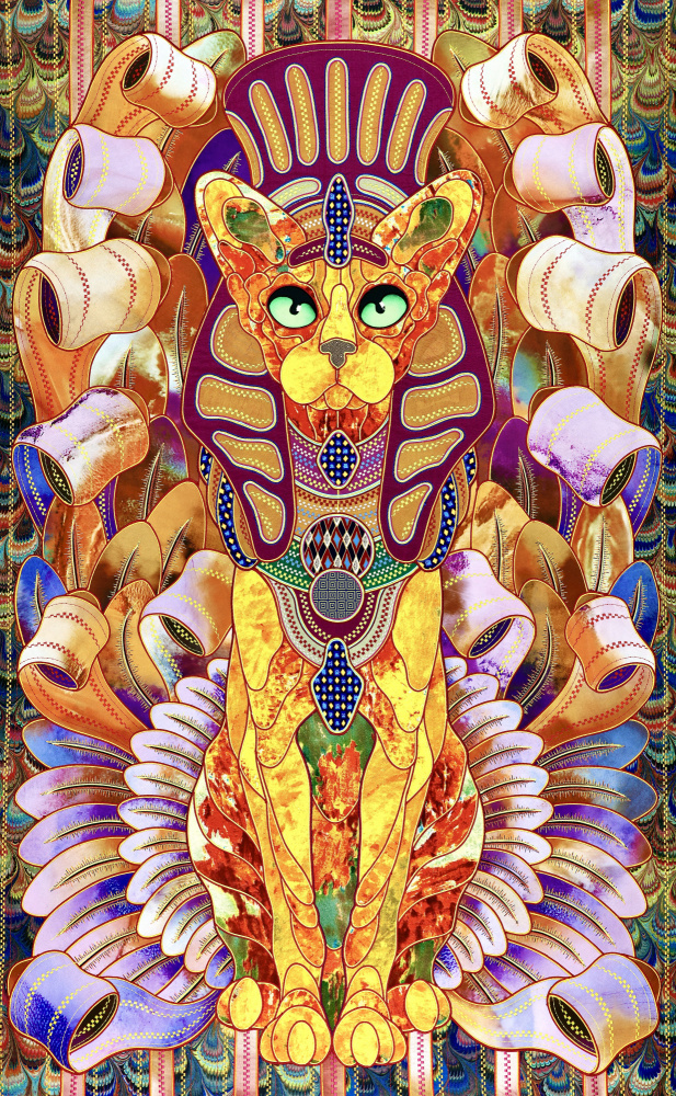 Regal Egyptian Cat Goddess by Kostyantin Malginov — canvas wall art