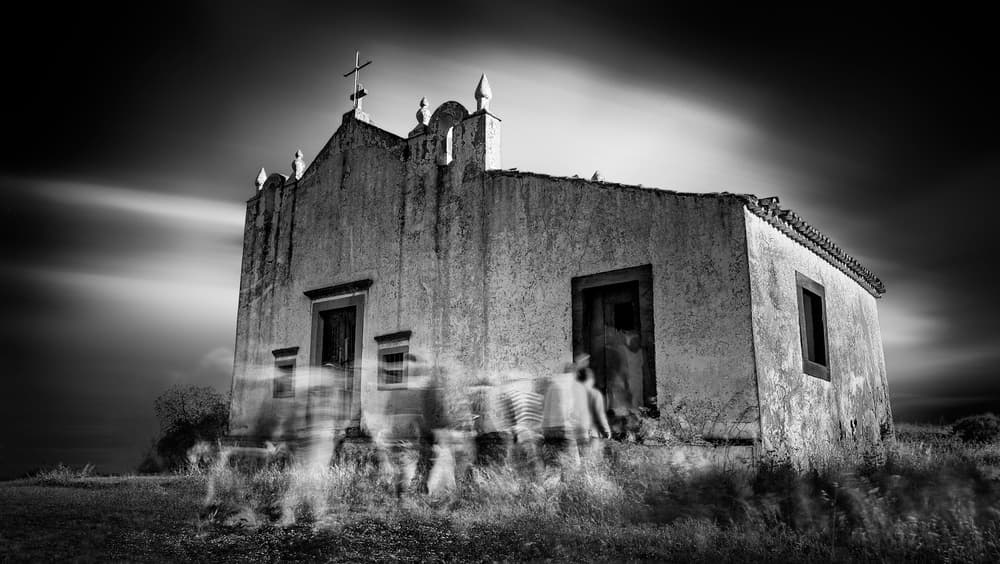 Ghostly Chapel Procession by Jovelino — canvas wall art