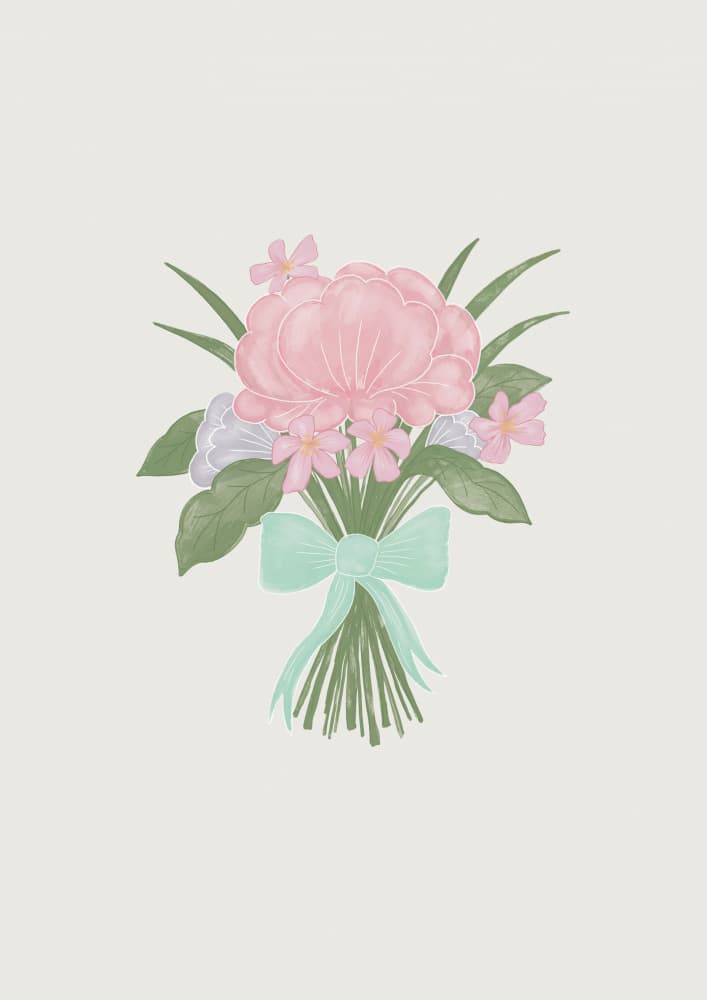 Soft Pink Floral Bouquet by Aminah Eleonora — canvas wall art