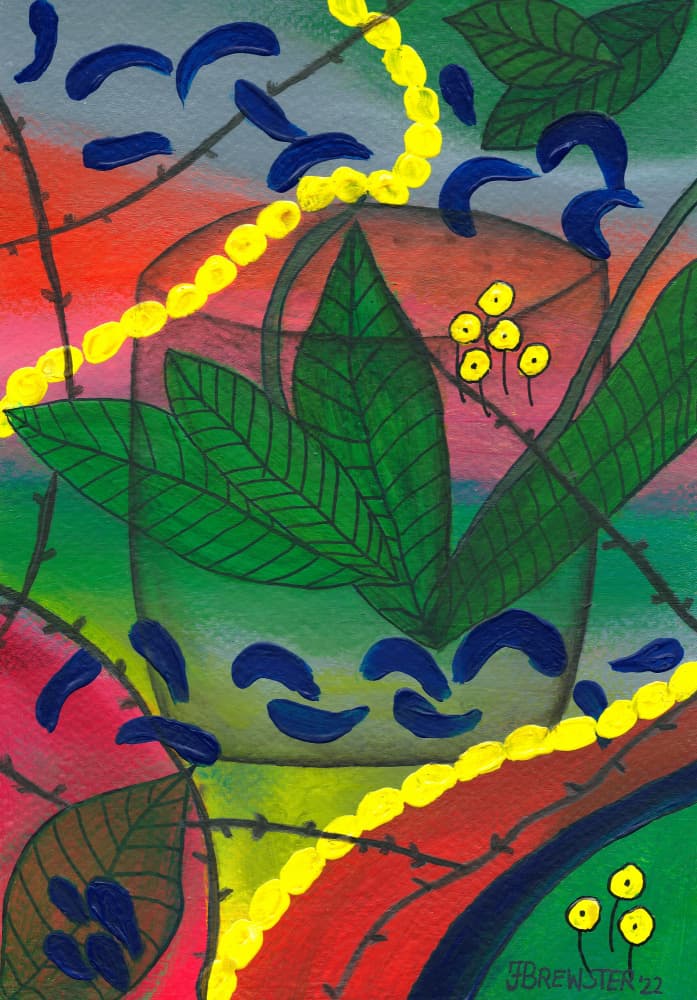 Vibrant Potted Plant by Janine Brewster — canvas wall art