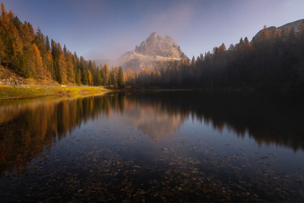 Misty Autumn Mountain Lake by Yongnan Li （李永男） — canvas wall art