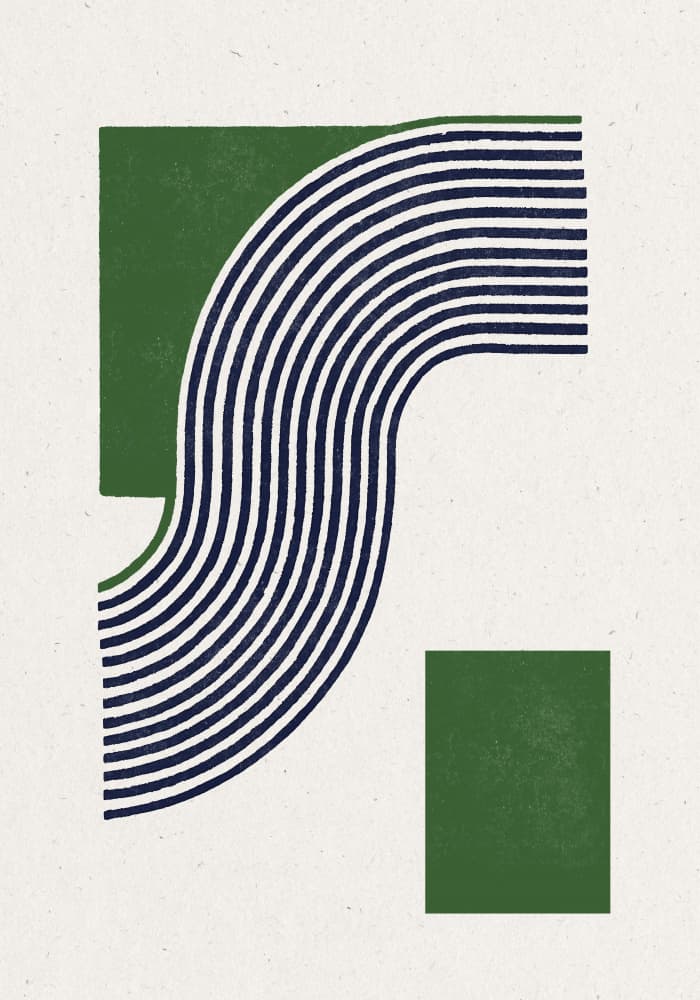 Moden Green Line Objects No.11 by THE MIUUS STUDIO — canvas wall art