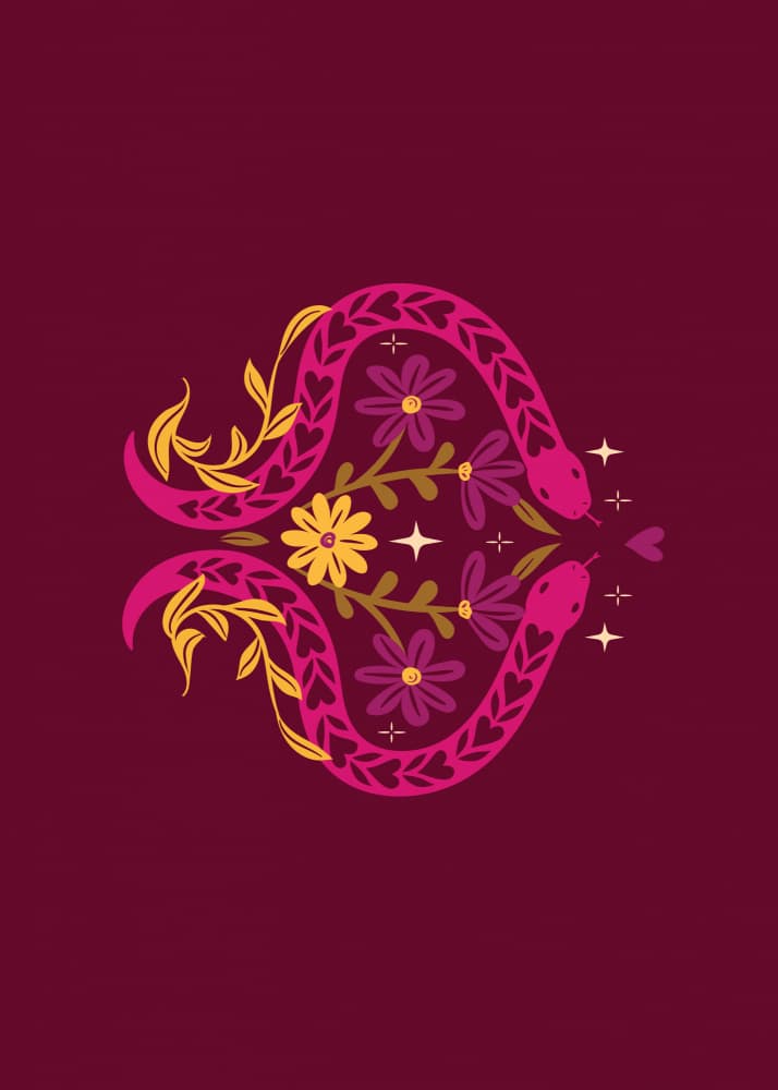 Vibrant Floral Snakes by Weronika Gross — canvas wall art
