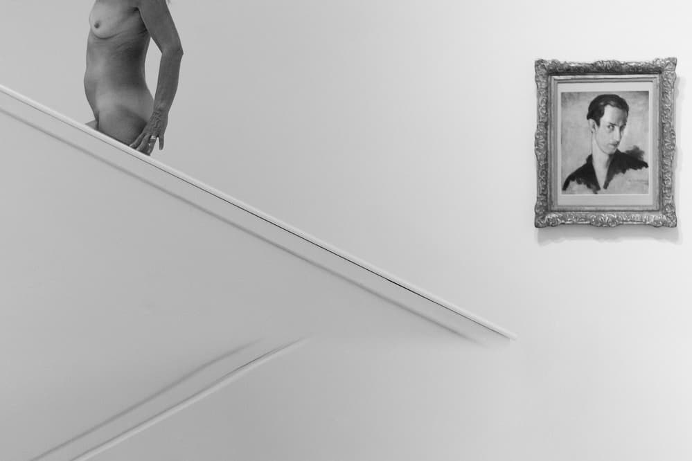 Nude Staircase Man Portrait by Danna Sladjana — canvas wall art
