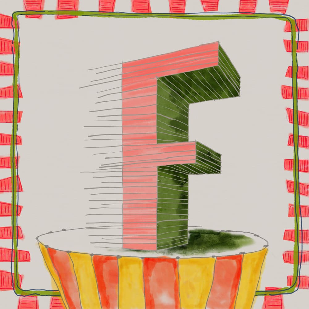 Playful Letter F Stripes by XHOZUCAN — canvas wall art