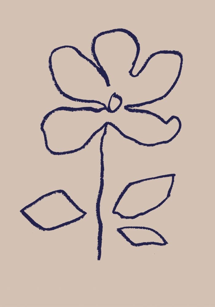Hand-Drawn Blue Flower by Old Artists Studio — canvas wall art