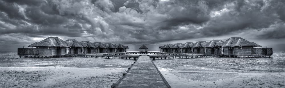 Dramatic Overwater Bungalows by LuckyGuy — canvas wall art