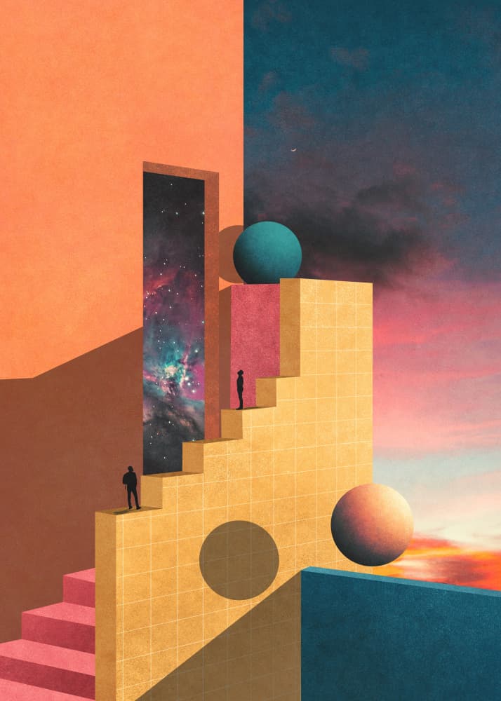 Surreal Galaxy Staircase by Nibera — canvas wall art