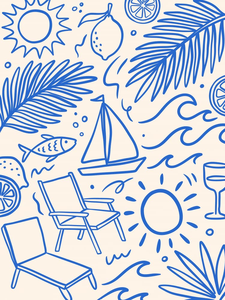 Summer Beach Doodles by Mathieu — canvas wall art