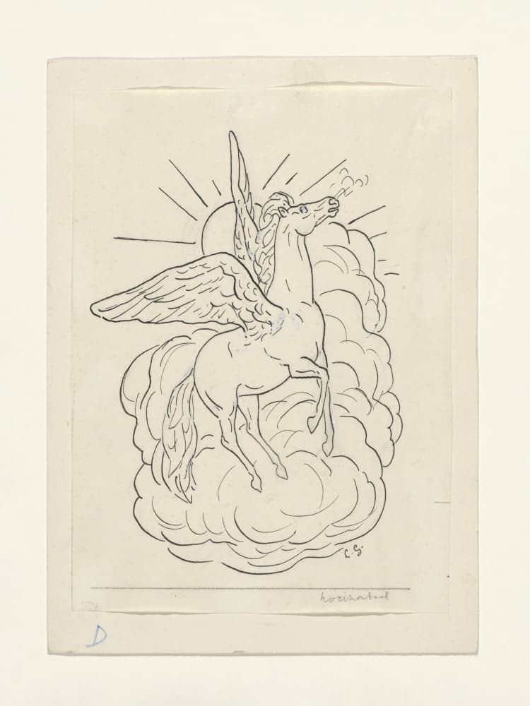 Pegasus Flying In Front of Clouds (1891–1941) by Leo Gestel — canvas wall art