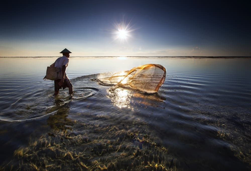 Sunrise Fisherman's Cast by dodyherawan — canvas wall art