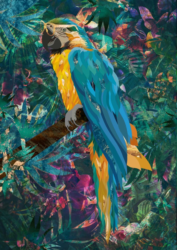 Vibrant Jungle Macaw by Sarah Manovski — canvas wall art