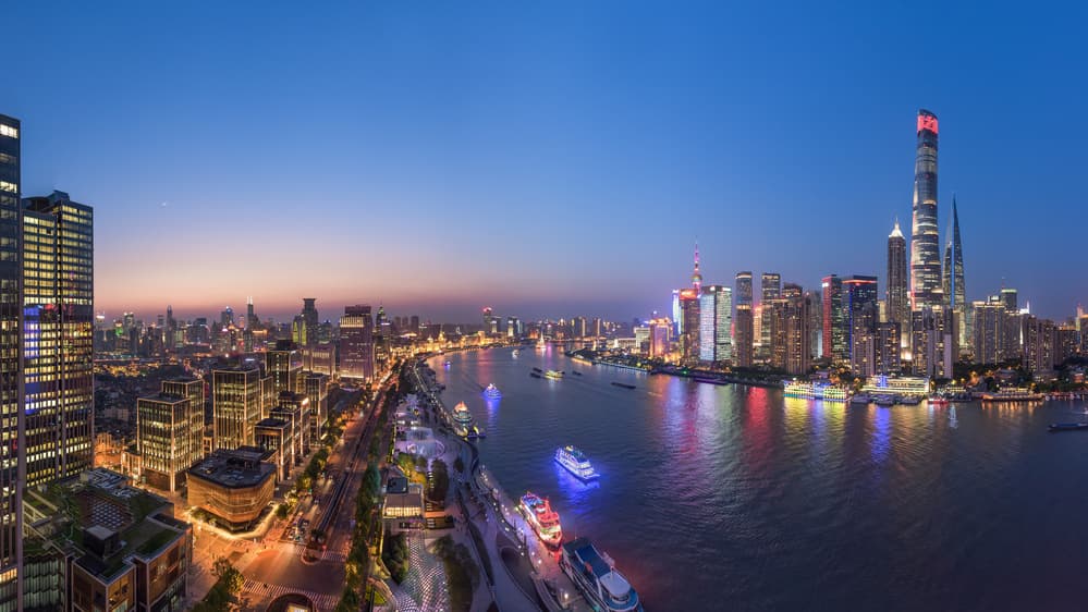 Shanghai Night Skyline by Zhibo Chen — canvas wall art