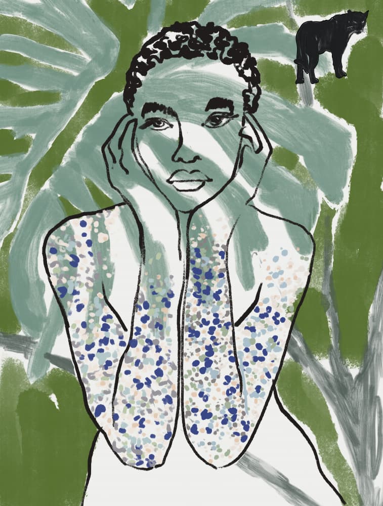 Pensive Jungle Woman by Beate Tubach — canvas wall art