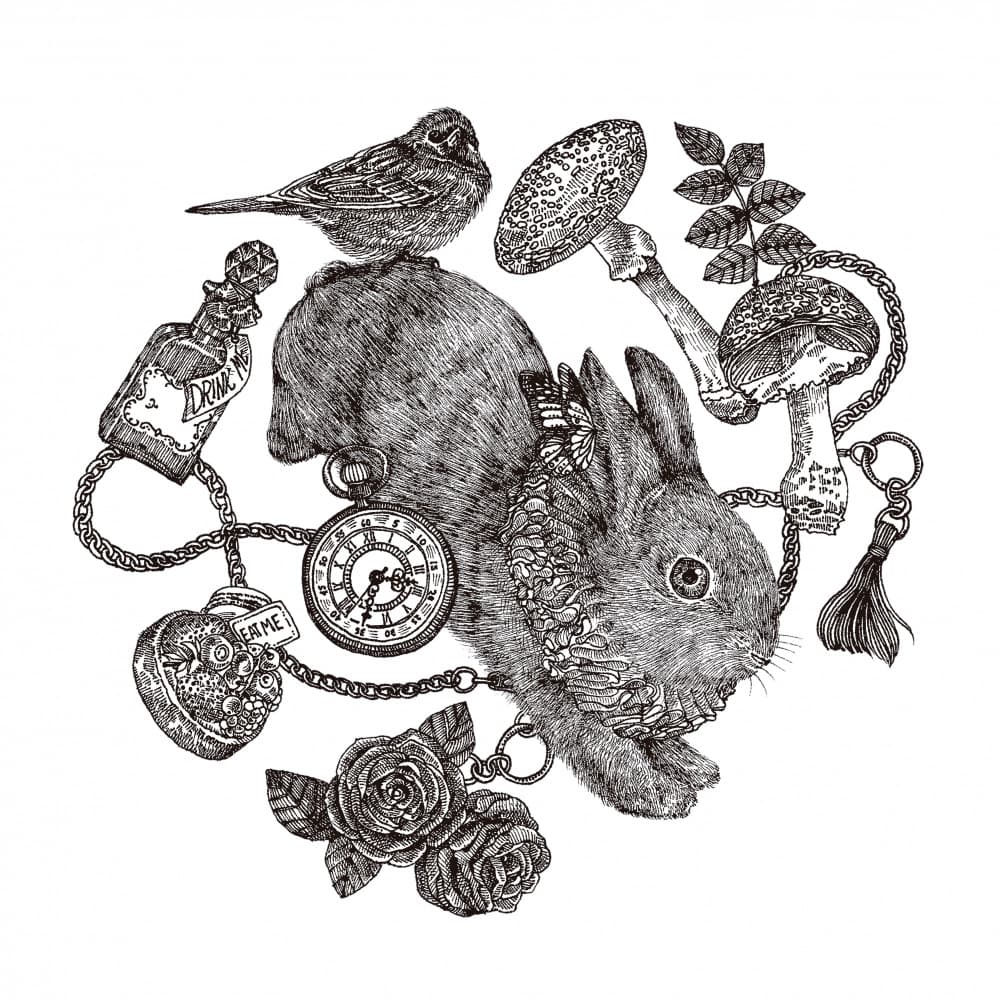 Whimsical Rabbit's Trinkets by Nicole Bustamante — canvas wall art