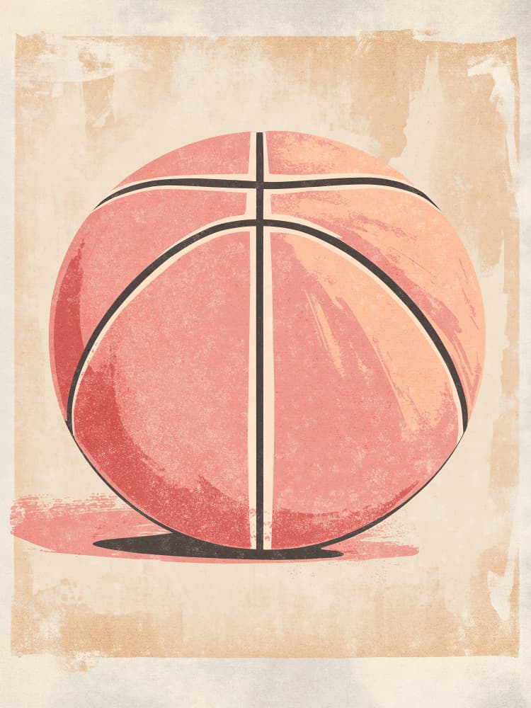 Retro Basketball by Old Artists Studio IV — canvas wall art