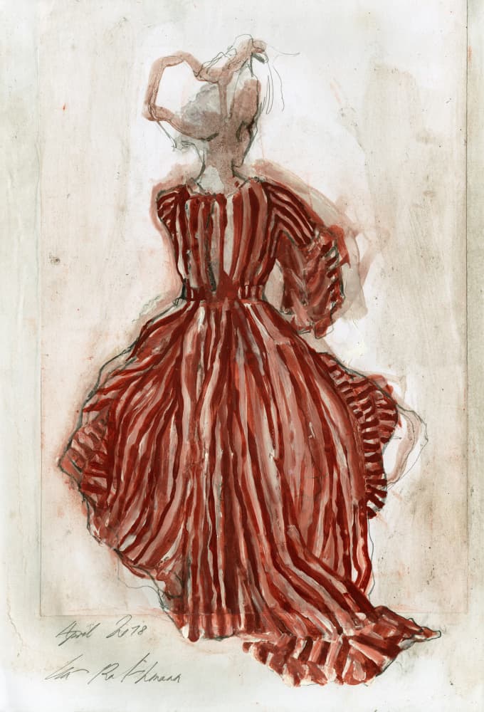 Elegant Striped Dress by Ute Rathmann — canvas wall art